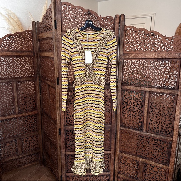 NEW NWT Ulla Johnson Ruffled Crochet Knit Pascale Midi Dress - Picture 2 of 4